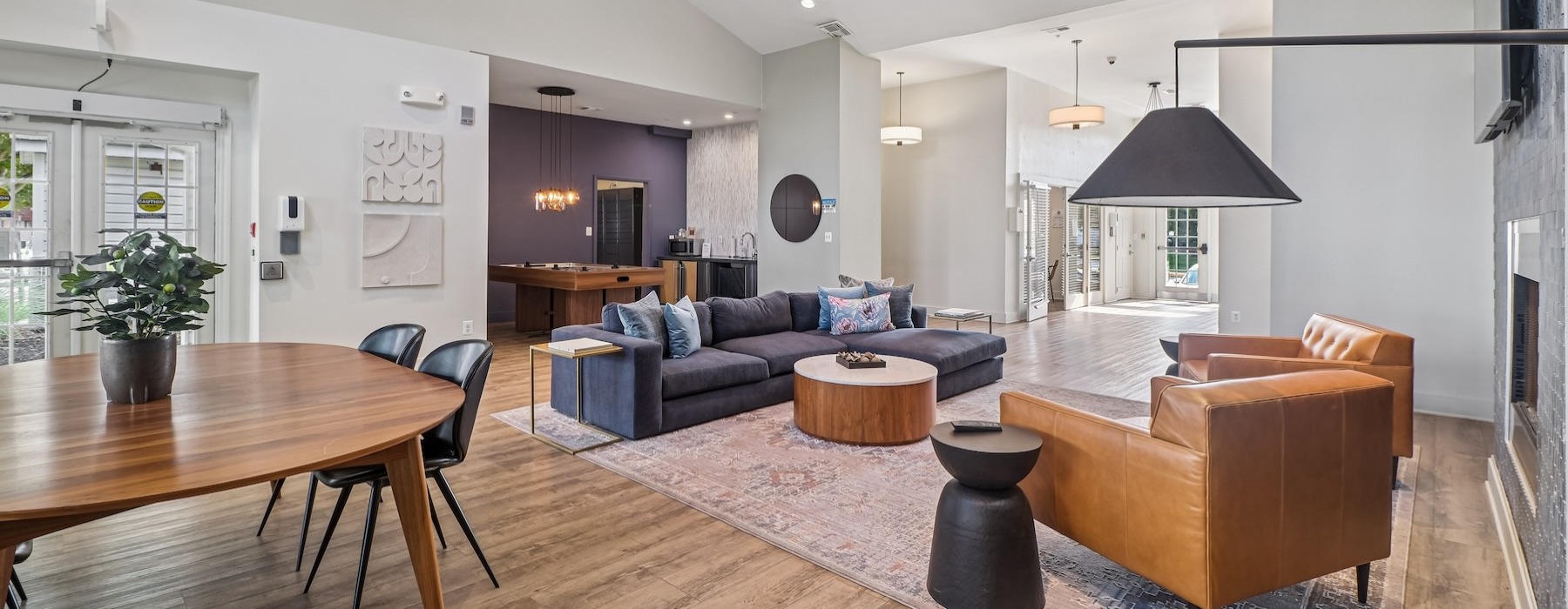 a spacious well-lit clubroom