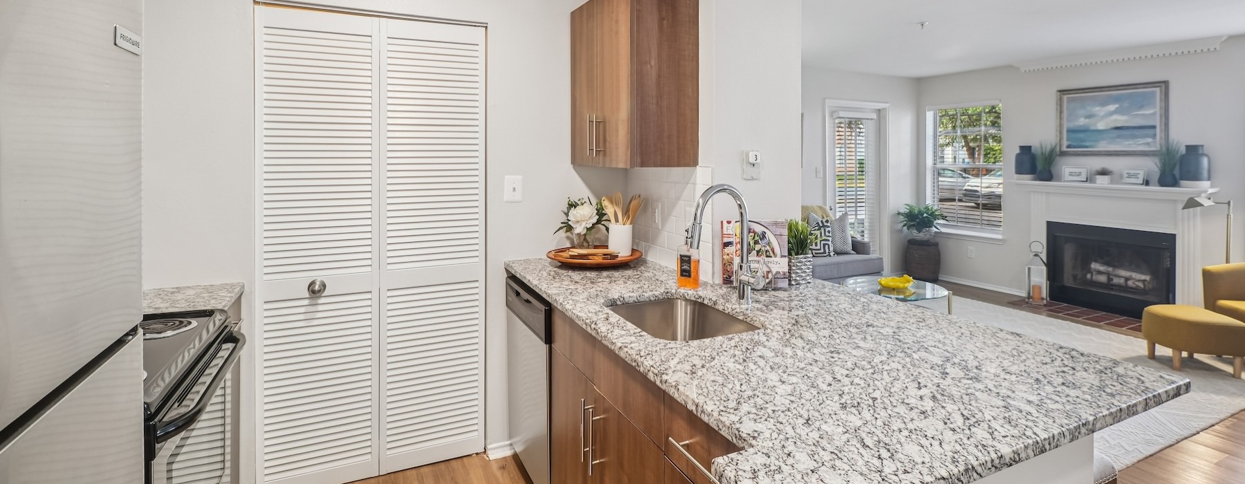 Well-lit kitchen with ample counter space
