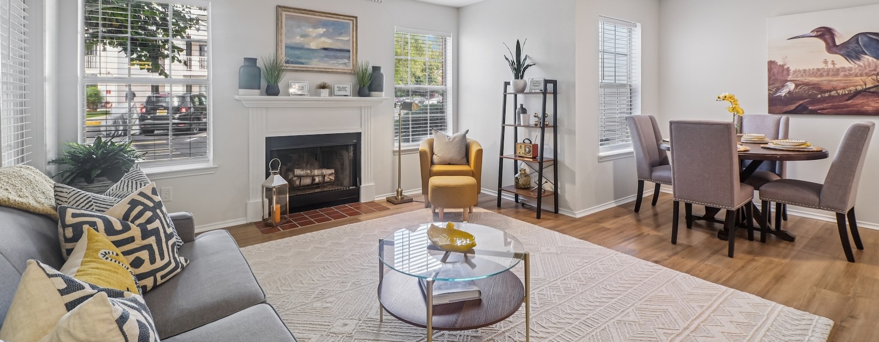 Open space living area with natural lighting